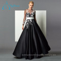 Lace Appliques Sashes Button Satin Tulle Long Sleeve Evening Dress